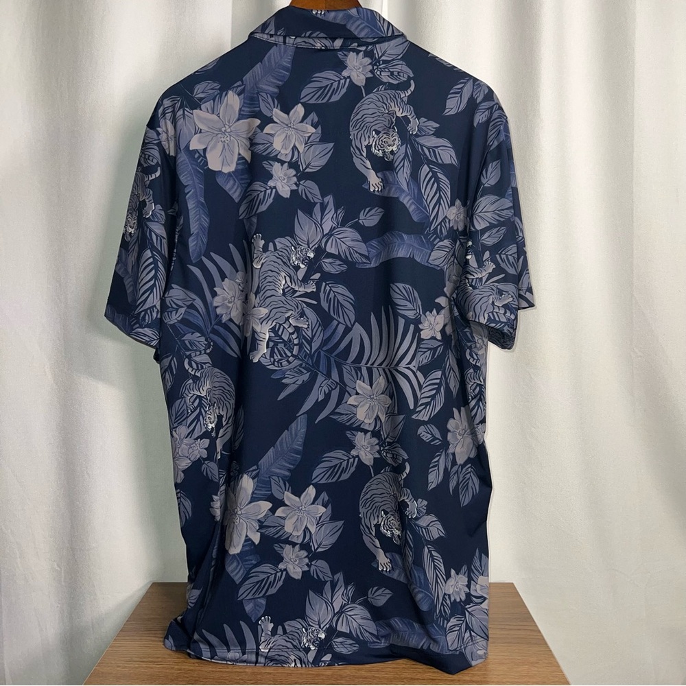 Bad Birdie Men’s Navy Blue Tiger Floral Performance Golf Polo Shirt | XL - Picture 5 of 9